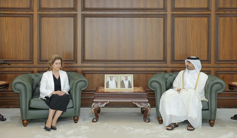 Sheikh Abdulrahman bin Hamad Al-Thani with Matlubakhon Sattoriyen